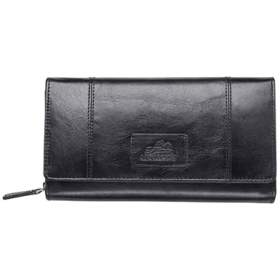 Mancini Casablanca RFID Genuine Leather Tri-fold Clutch Wallet - Black
