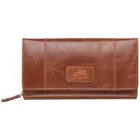 Pochette-portefeuille à trois volets en cuir véritable RFID Casablanca de Mancini - Cognac