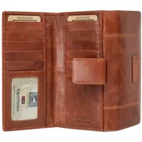 Mancini Casablanca RFID Genuine Leather Tri-fold Clutch Wallet - Cognac