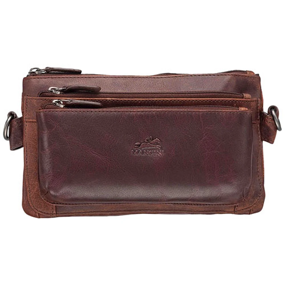 Mancini Buffalo Leather Waist Pack - Brown