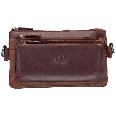 Mancini Buffalo Leather Waist Pack - Brown