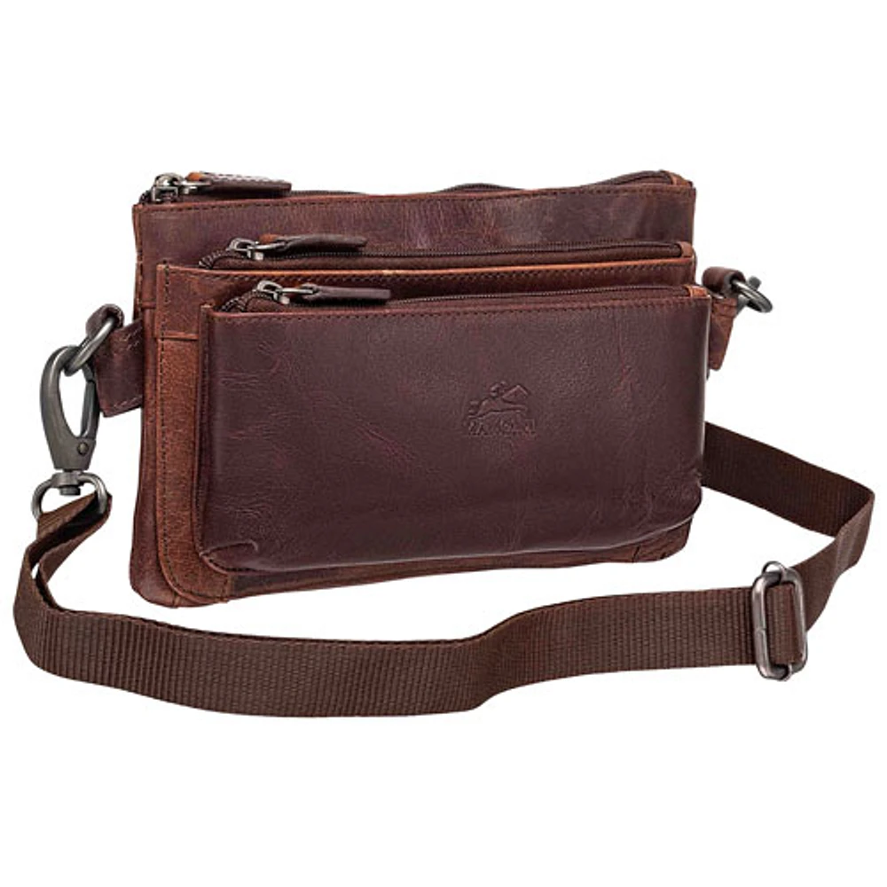 Mancini Buffalo Leather Waist Pack - Brown