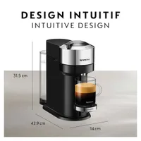 Nespresso Vertuo Next Deluxe Coffee & Espresso Machine by De'Longhi - Pure Chrome
