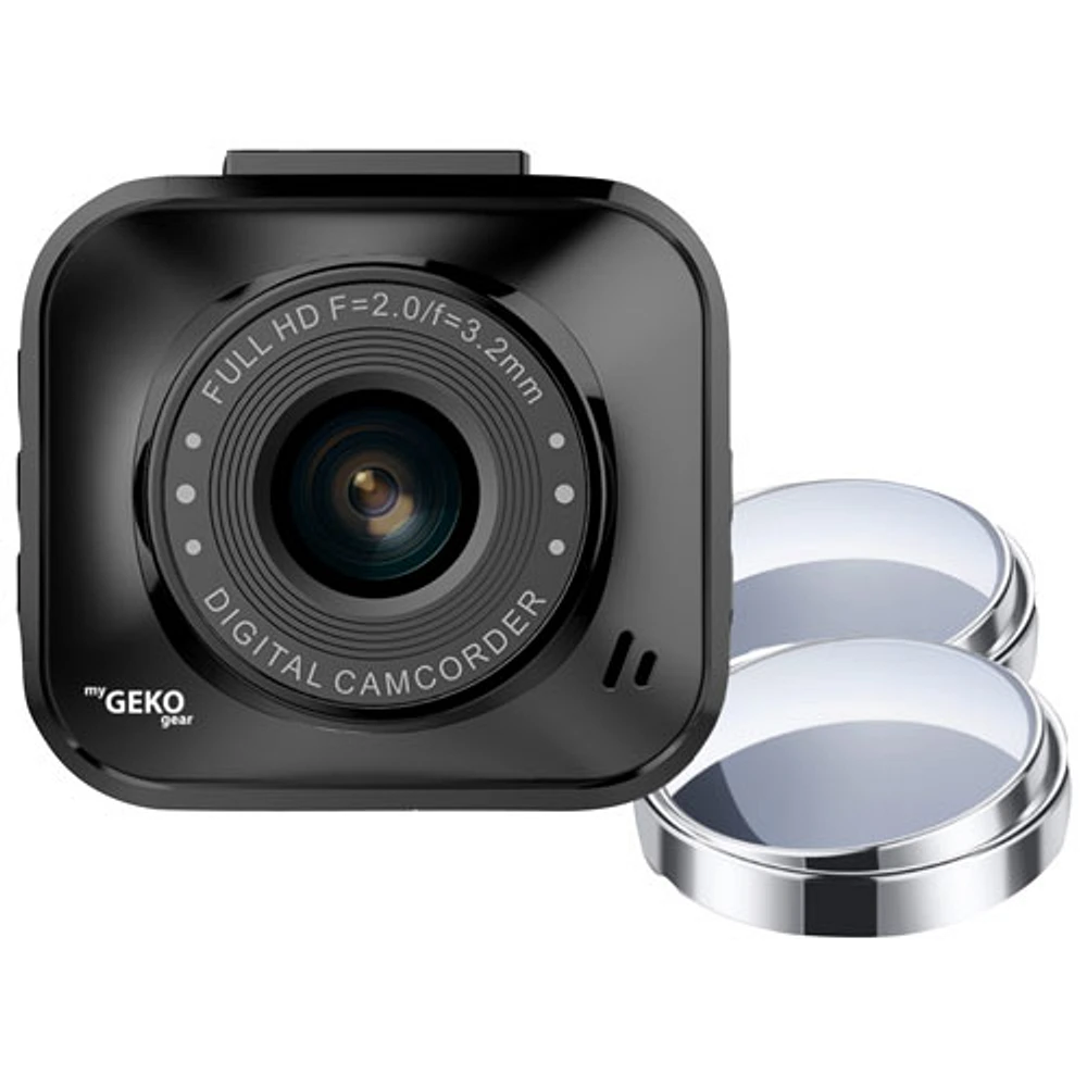 GekoGear Orbit 122 Full HD 1080p Dash Cam with 2" LCD Screen & Blind Spot Mirrors - Only at Best Buy