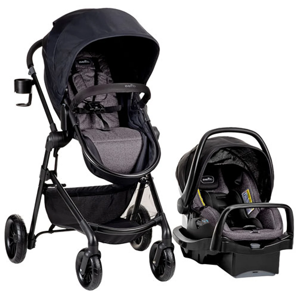 Système de transport modulaire Pivot avec siège d'auto de bébé LiteMax d'Evenflo - Gris décontracté