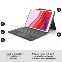 Logitech Combo Touch Keyboard Case for iPad (9th/8th/7th Gen) - English