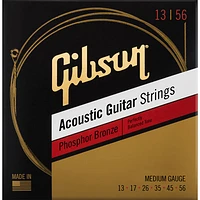 Cordes de guitare acoustique de calibre moyen 0,013-0,056 en bronze phosphoreux de Gibson (SAG-PB13)