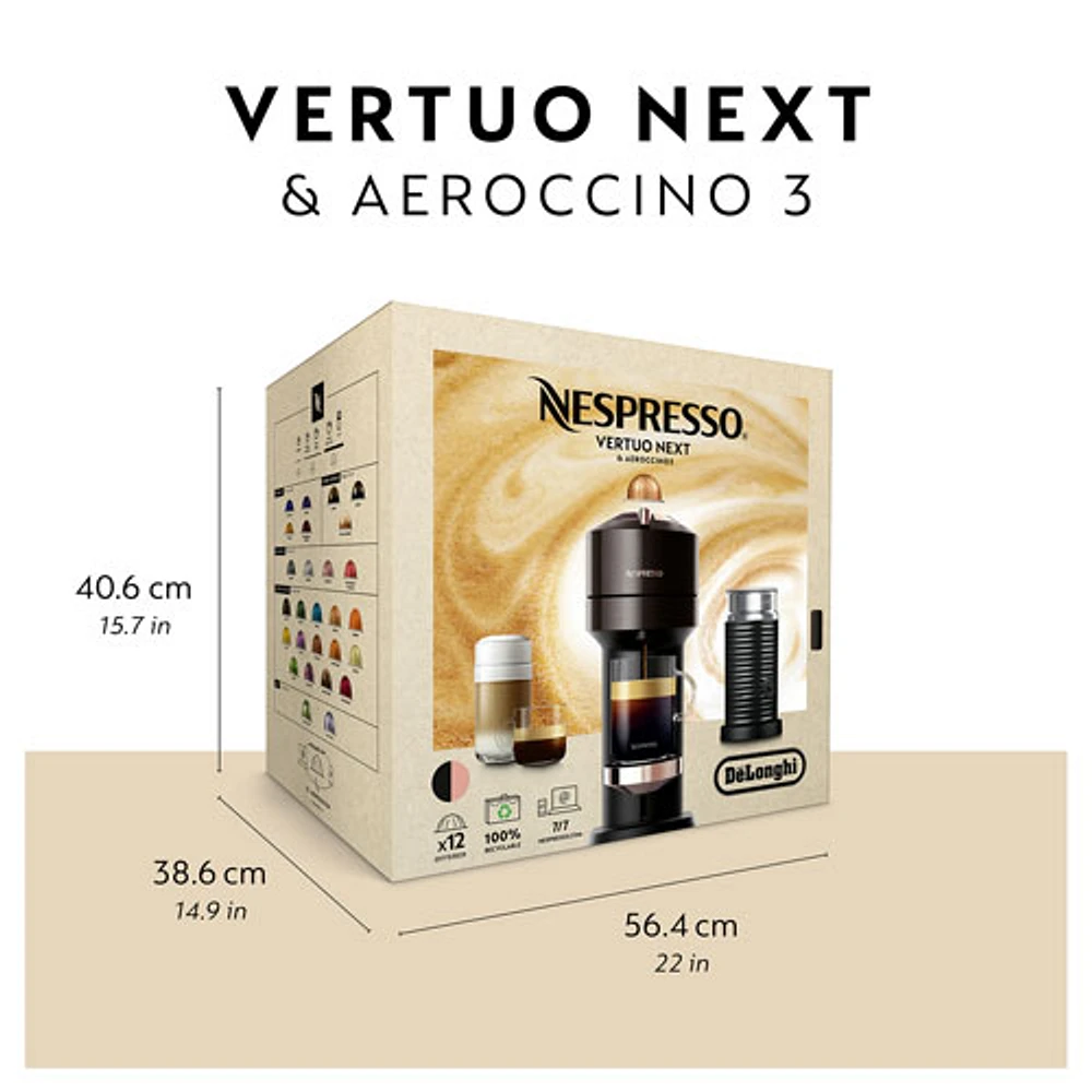 Nespresso Vertuo Next Premium Coffee & Espresso Machine by De'Longhi with Aeroccino - Rose Gold