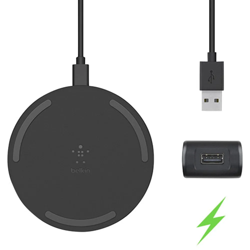 Tapis de recharge certifié Qi de 10 W Quick Charge de Belkin avec câble et adaptateur c.a. - Noir