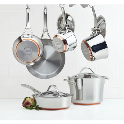 Anolon Nouvelle 10-Piece Stainless Steel Cookware Set - Silver