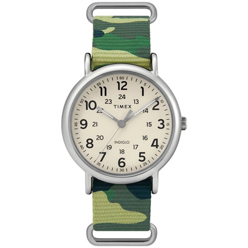 Montre décontractée de 41 mm pour hommes Weekender de Timex - Vert/Camo/Blanc