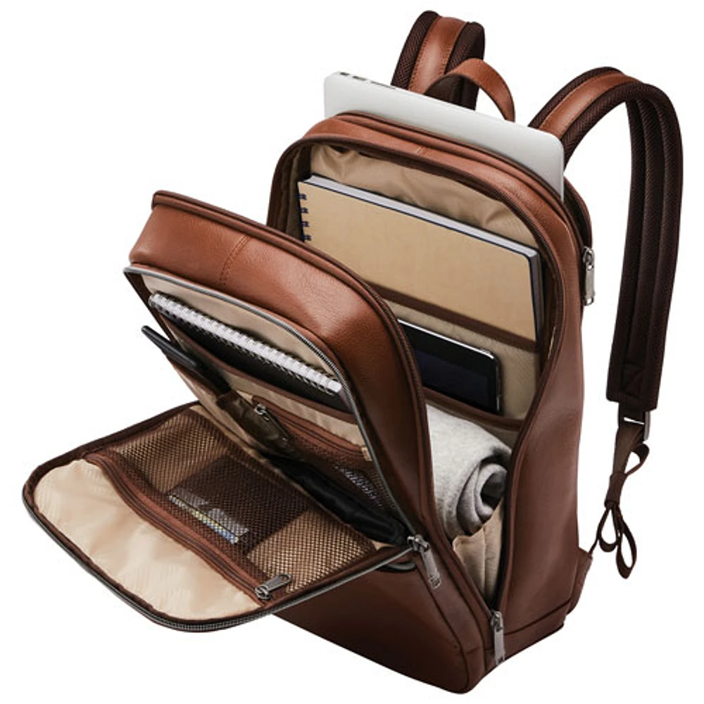 Sac Classic Leather de Samsonite pour portable de 14,1 po - Cognac