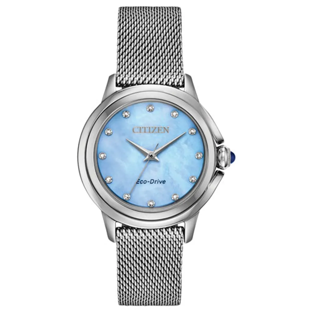 Citizen Ceci Eco-Drive Watch 32mm Women's Watch - Silver-Tone Case, Bracelet & Blue Dial