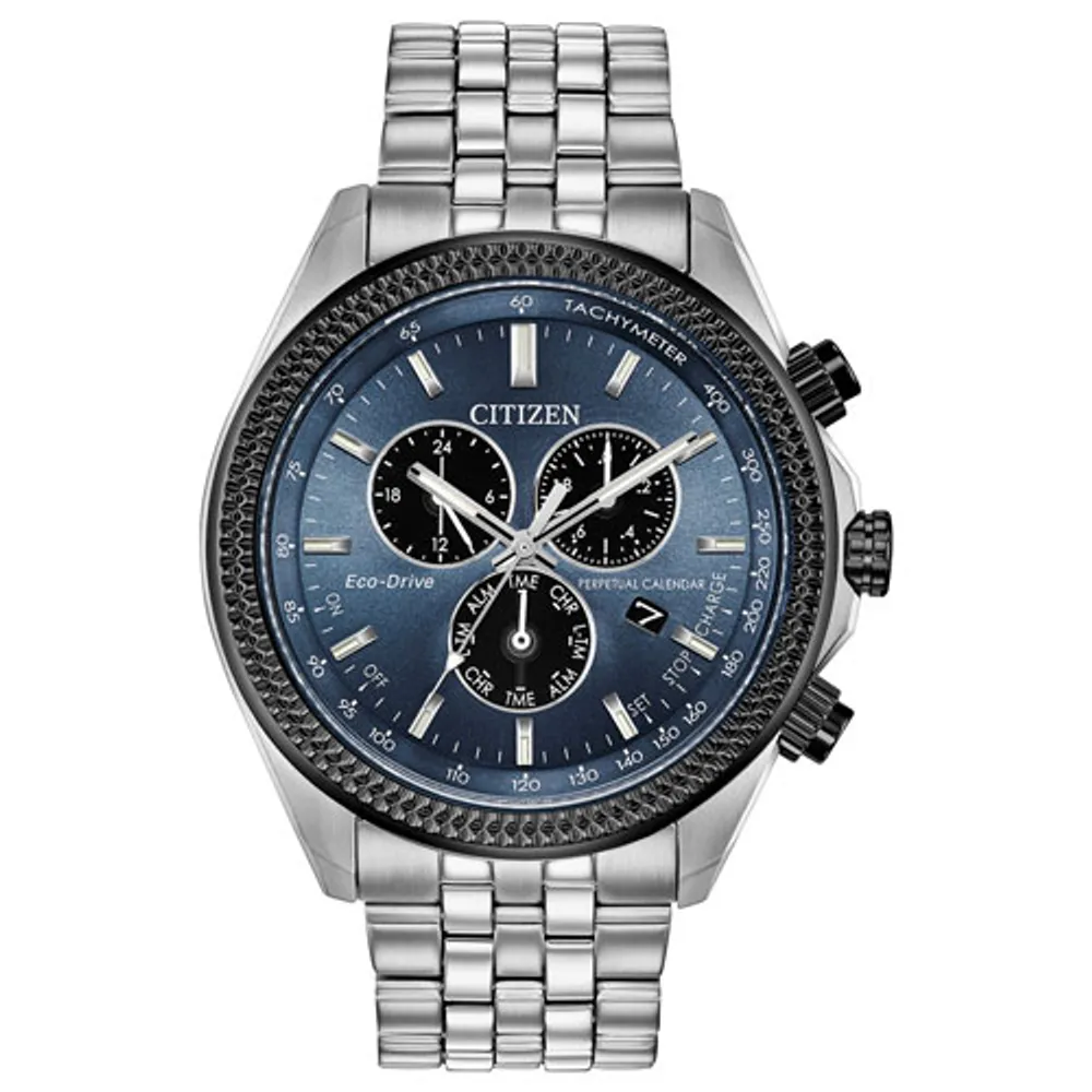 Citizen Classic Eco-Drive Watch 44mm Men's Watch - Silver-Tone Case, Bracelet & Blue Dial