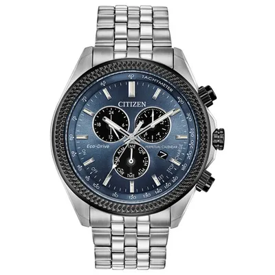 Citizen Classic Eco-Drive Watch 44mm Men's Watch - Silver-Tone Case, Bracelet & Blue Dial