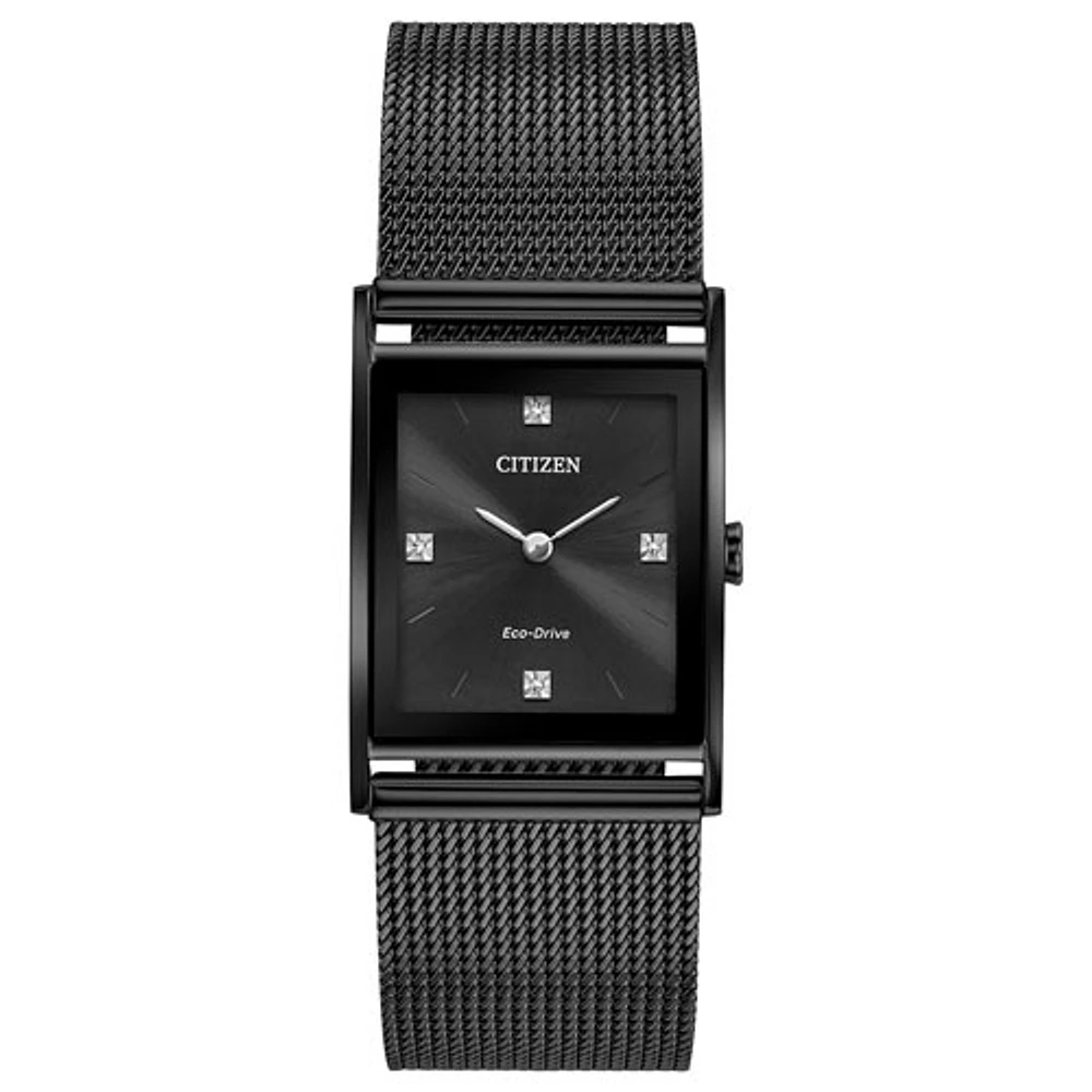 Citizen Axiom 37mm Men's Solar Powered Dress Watch w/ Diamond Accents - Black