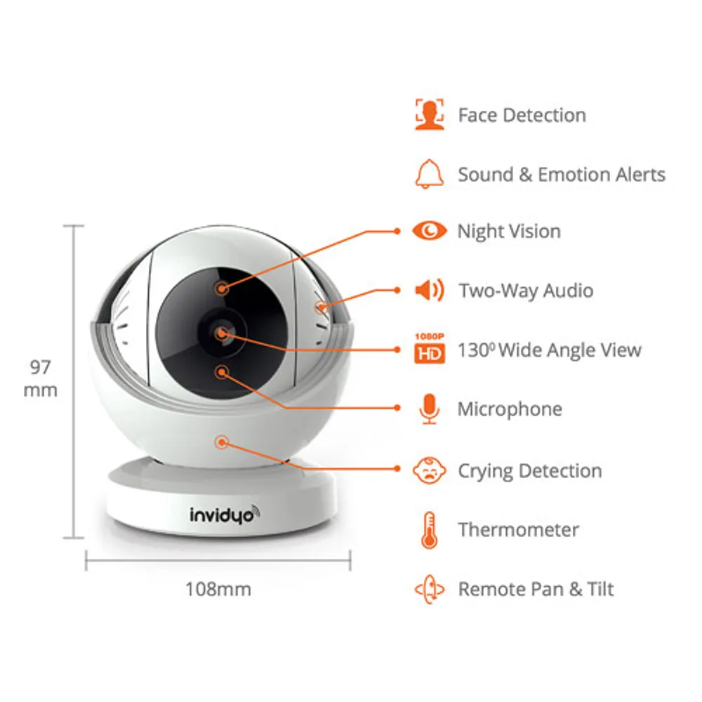 Invidyo Video Baby Monitor with Night Vision and Two-Way Communication (INV300)