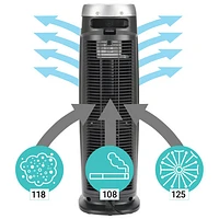 Purificateur d'air vertical numérique 4-en-1 UV-C de GermGuardian avec filtre HEPA - Gris