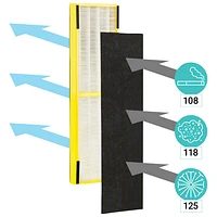 Purificateur d'air vertical numérique 4-en-1 UV-C de GermGuardian avec filtre HEPA - Gris