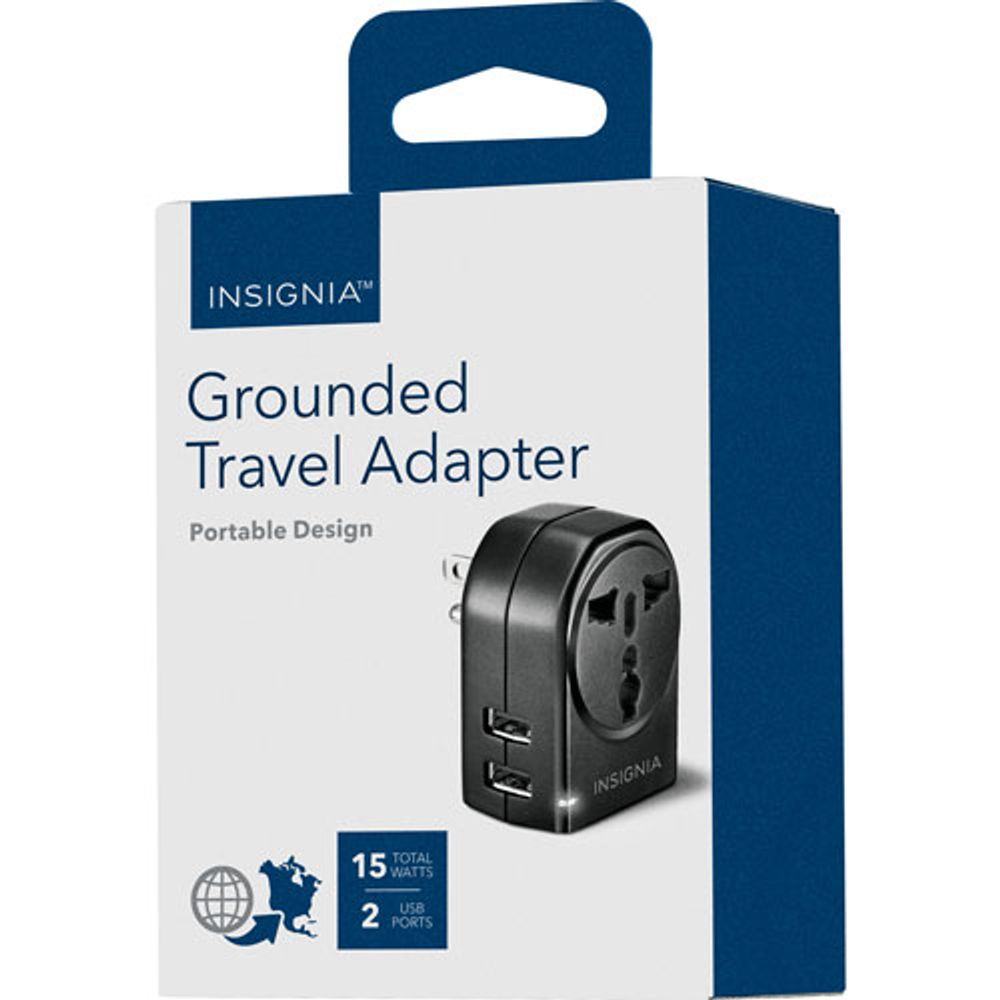 Insignia Grounded Travel Adapter - Black - Only at Best Buy