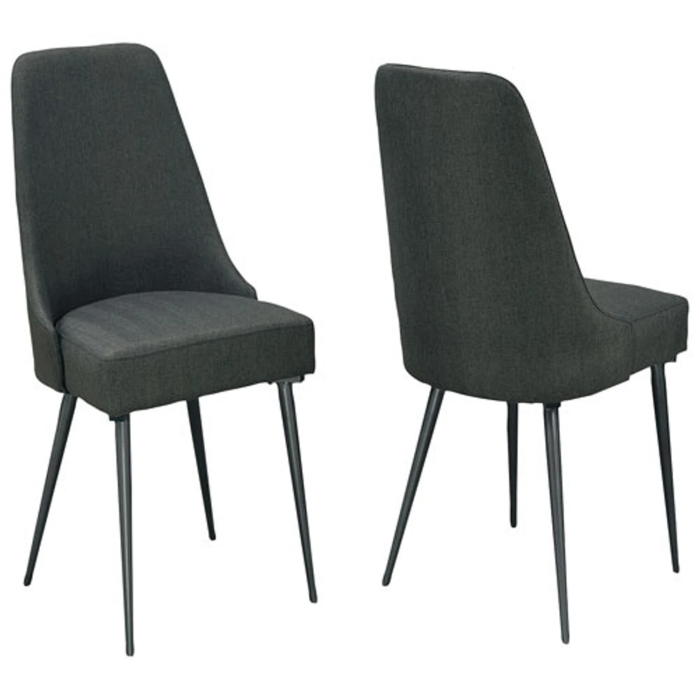 Luna Contemporary Fabric Dining Chair - Set of 2 - Grey