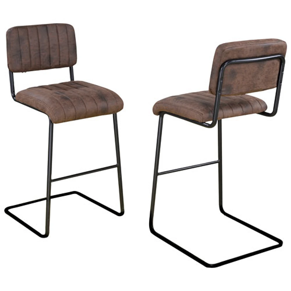 Brassex Contemporary Bar Height Barstool - Set of 2 - Brown