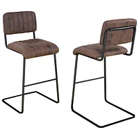 Brassex Contemporary Counter Height Barstool - Set of 2 - Brown