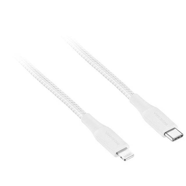 Insignia Apple MFi Certified 1.2m (4 ft.) Braided Lightning to USB-C Cable - Moon Grey - Only at Best Buy