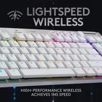 Clavier mécanique rétroéclairé sans fil touches tactiles G915 LIGHTSPEED sans pavé de Logitech - Blanc