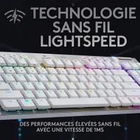 Clavier mécanique rétroéclairé sans fil touches tactiles G915 LIGHTSPEED sans pavé de Logitech - Blanc