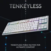 Clavier mécanique rétroéclairé sans fil touches tactiles G915 LIGHTSPEED sans pavé de Logitech - Blanc