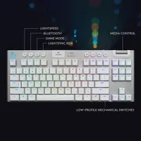 Clavier mécanique rétroéclairé sans fil touches tactiles G915 LIGHTSPEED sans pavé de Logitech - Blanc