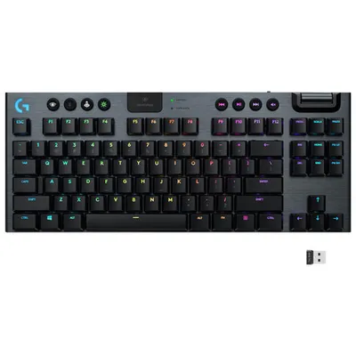 Clavier mécanique rétroéclairé sans fil touches tactiles G915 TKL LIGHTSPEED sans pavé de Logitech - Carbone