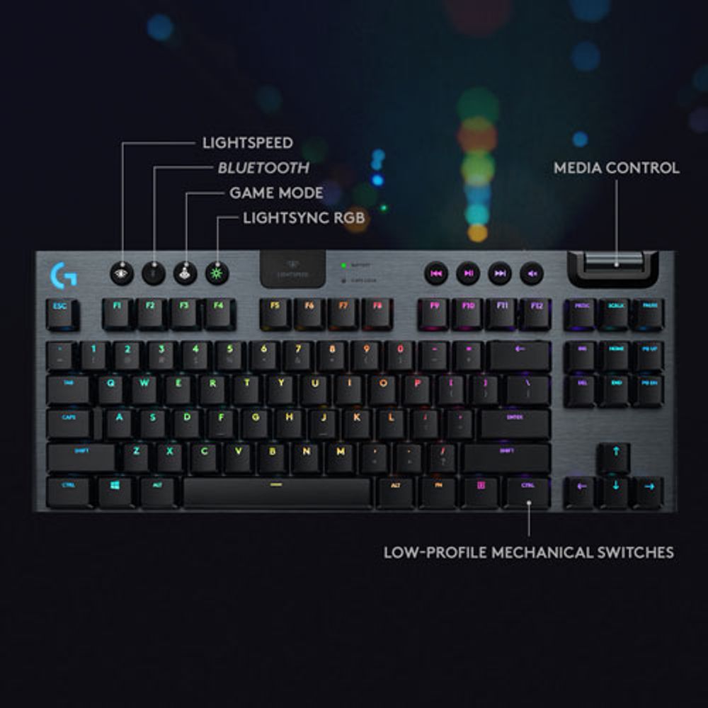 Logitech G915 TKL LIGHTSPEED Wireless Backlit Mechanical Tactile Gaming Keyboard - Carbon