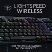 Clavier mécanique rétroéclairé sans fil touches tactiles G915 TKL LIGHTSPEED sans pavé de Logitech - Carbone