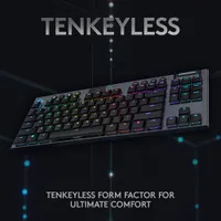 Clavier mécanique rétroéclairé sans fil touches tactiles G915 TKL LIGHTSPEED sans pavé de Logitech - Carbone