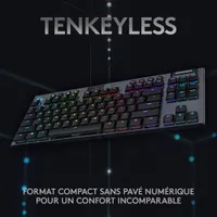 Clavier mécanique rétroéclairé sans fil touches tactiles G915 TKL LIGHTSPEED sans pavé de Logitech - Carbone