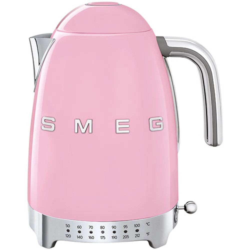 Bouilloire électrique programmable de style années 50 de Smeg - 1,7 L - Rose