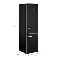Unique Retro 22" 9 Cu. Ft. Bottom Freezer Refrigerator (UGP-275L B AC) - Midnight Black