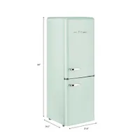 Unique Retro 22" 7 Cu. Ft. Bottom Freezer Refrigerator (UGP-215L LG AC) - Summer Mint Green