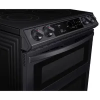 Samsung 30" 6.3 Cu. Ft. Double Oven Slide-In Electric Air Fry Range (NE63T8751SG) - Black Stainless