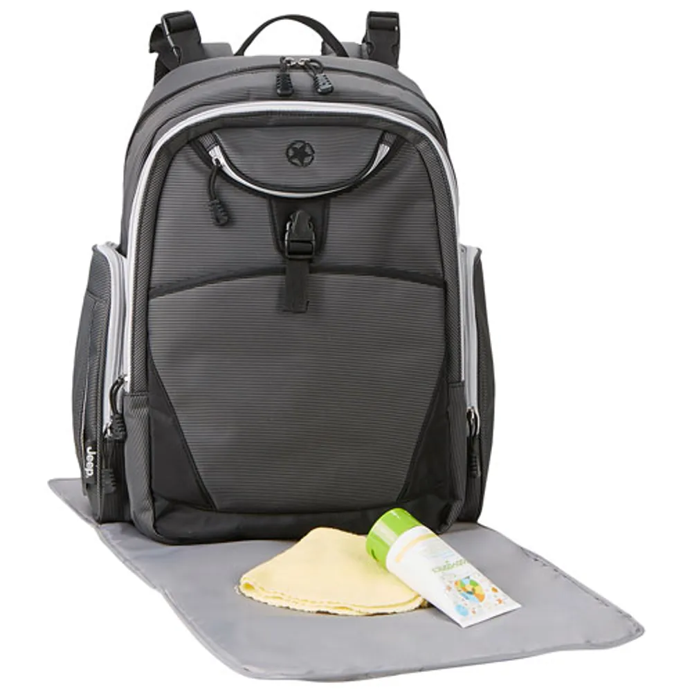 Jeep Adventures Backpack Diaper Bag - Grey/Black