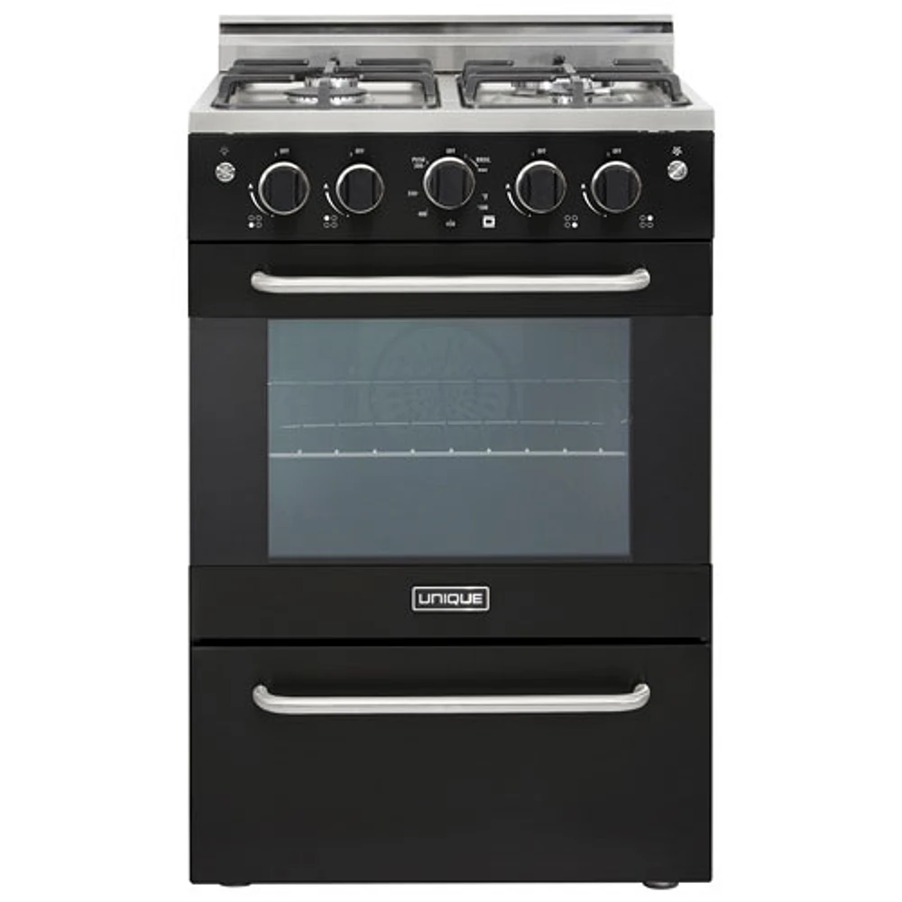 Unique Prestige 24" 2.3 Cu. Ft. Electric Spark Ignition Freestanding Gas Range (UGP-24V PC1) - Black