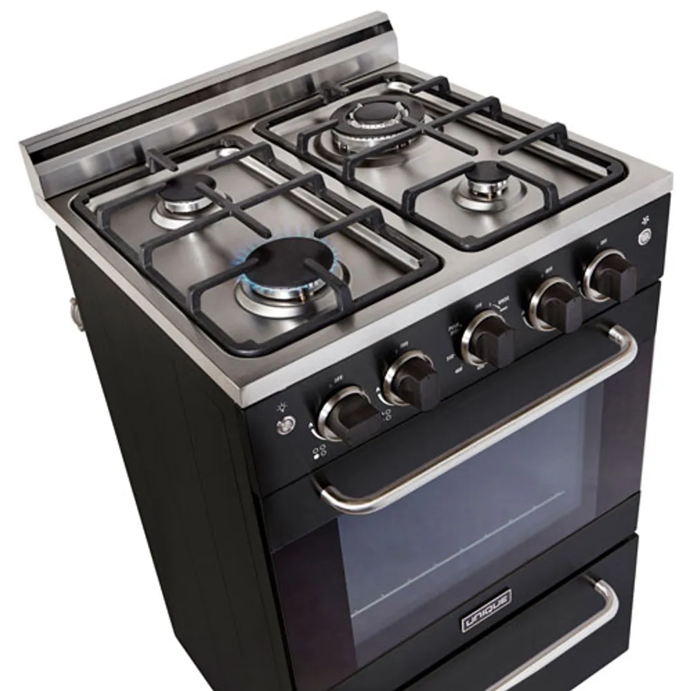 Unique Prestige 24" 2.3 Cu. Ft. Electric Spark Ignition Freestanding Gas Range (UGP-24V PC1) - Black