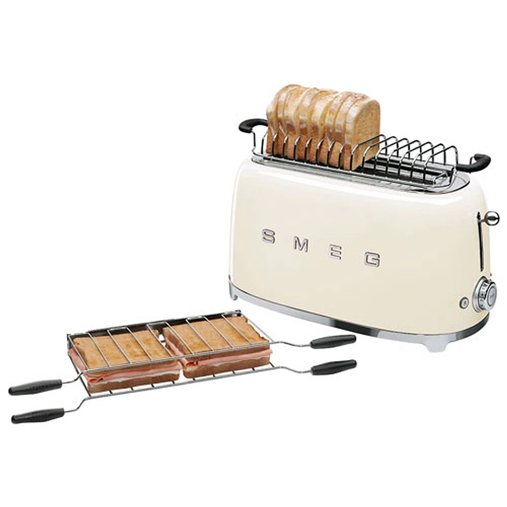 Smeg 50's Style Retro Long Slot Toaster - 4-Slice - Cream