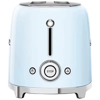 Smeg 50's Style Retro Long Slot Toaster - 4-Slice - Pastel Blue