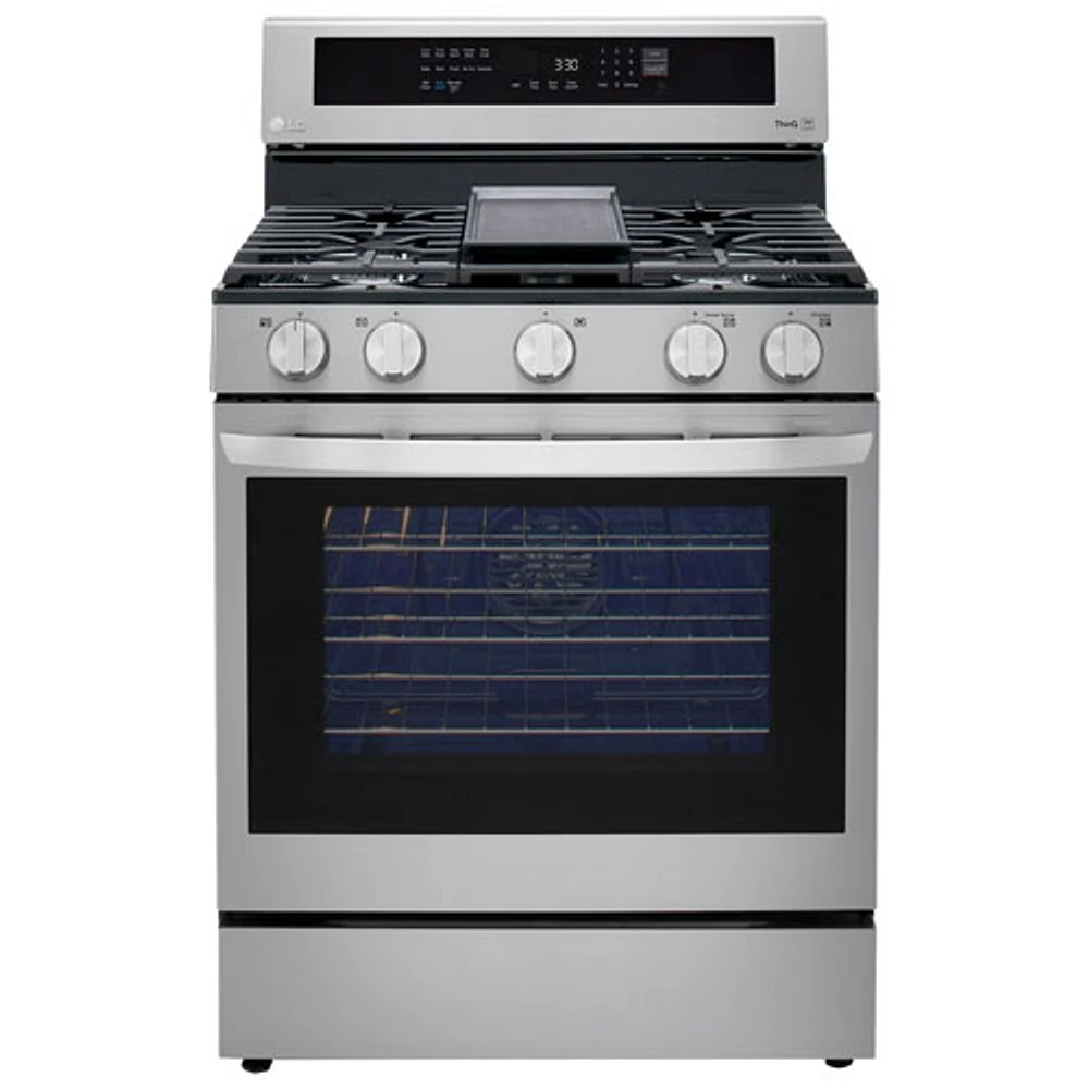 Cuisinière gaz autonome 5 brûleurs convec. véritable friture air 5,8 pi³ 30 po LG (LRGL5825F) - Inox