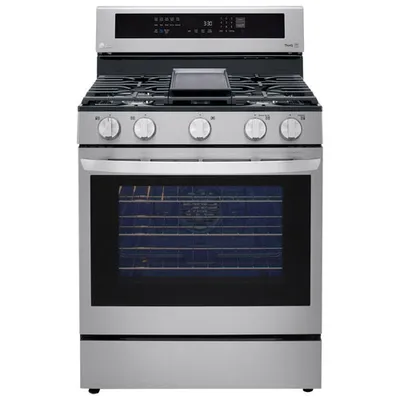 Cuisinière gaz autonome 5 brûleurs convec. véritable friture air 5,8 pi³ 30 po LG (LRGL5825F) - Inox