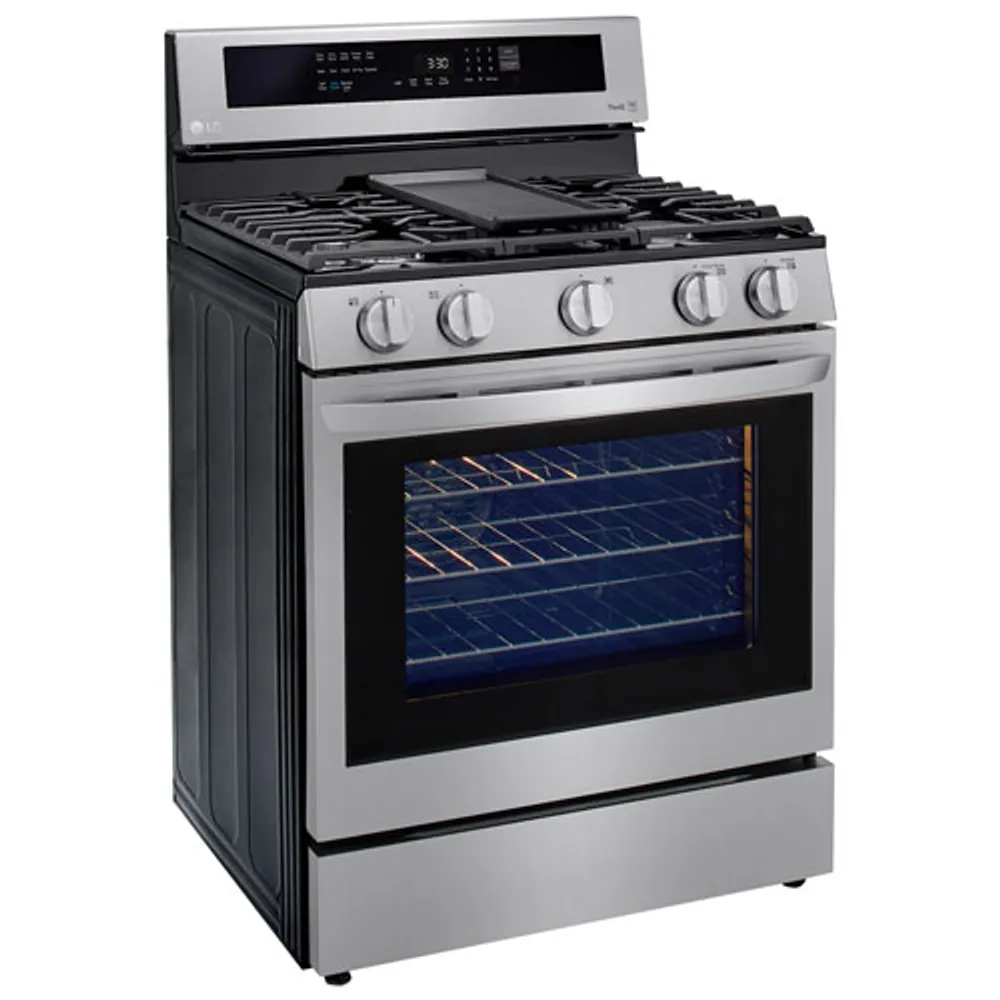 Cuisinière gaz autonome 5 brûleurs convec. véritable friture air 5,8 pi³ 30 po LG (LRGL5825F) - Inox