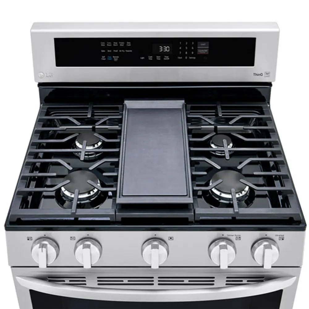 LG 30" 5.8 Cu. Ft. True Convection 5-Burner Freestanding Gas Air Fry Range (LRGL5825F) - Stainless